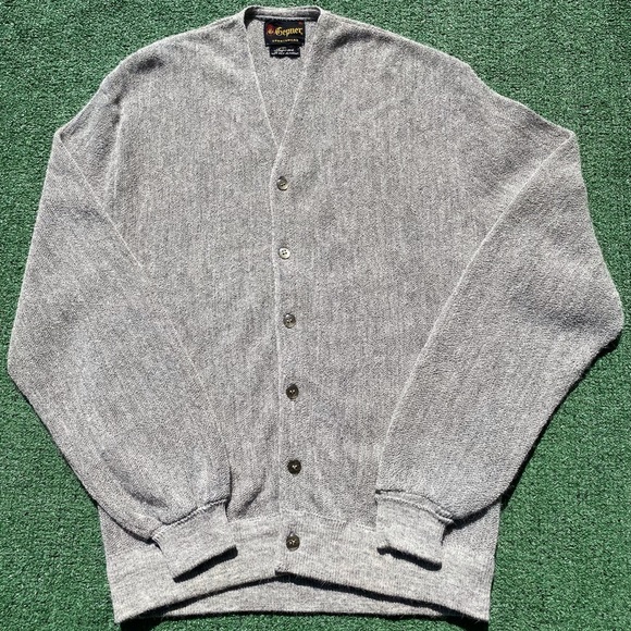 Vintage 70’s 100% ALPACA 2-Ply Cardigan  Grey Sweater Mens’s Size Medium - Picture 1 of 7